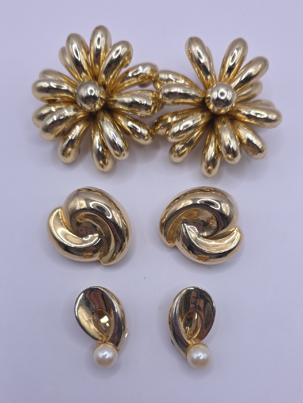 Vintage Gold-Tone Clip-On Earring Set Lot
